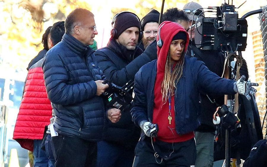 Halle Berry on the set of ‘Bruised’ behind the camera with a black eye 