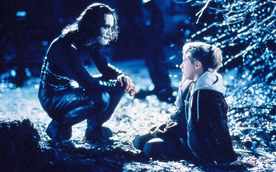 Brandon Lee with Rochelle Davis in ‘The Crow’