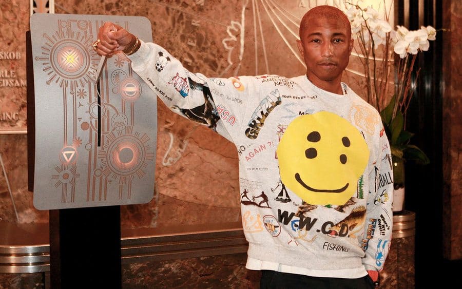 Pharrell Williams at the Empire State Building Lighting Ceremony in 2018