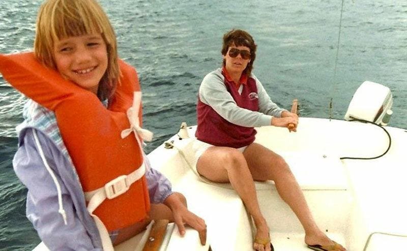 Kristin Smart with her mother on a boat while on vacation 
