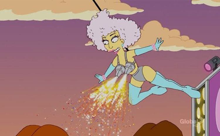 Lady Gaga performing during half time in ‘The Simpsons’
