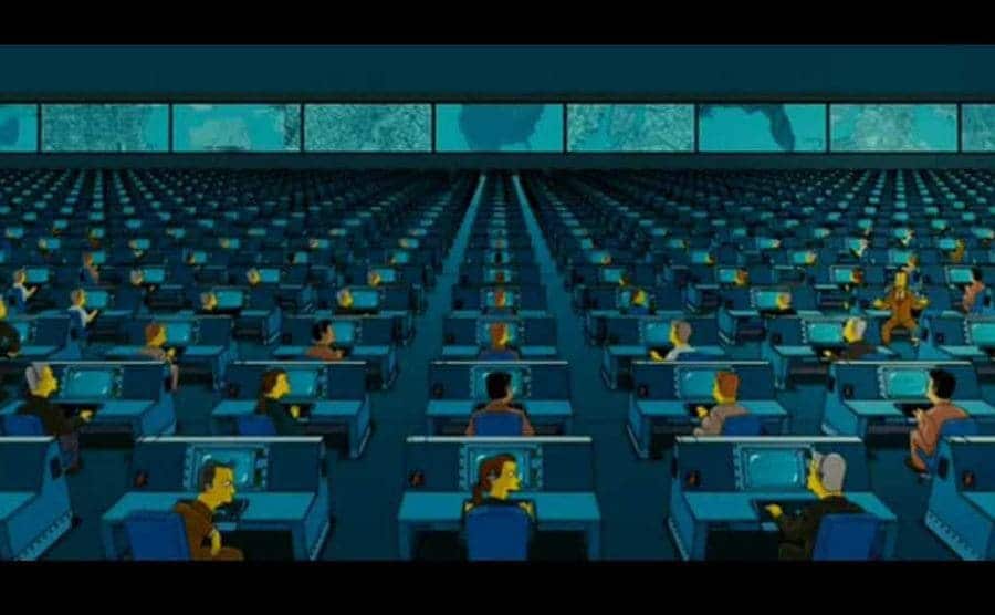 The Simpsons control room with NSA spying on America