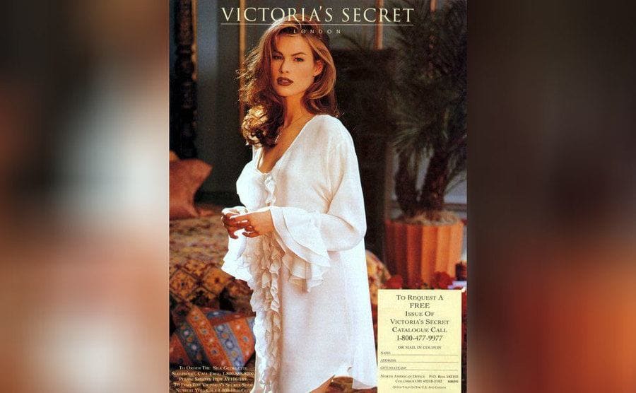 Victoria’s Secret London magazine with a woman wearing a white nightgown 