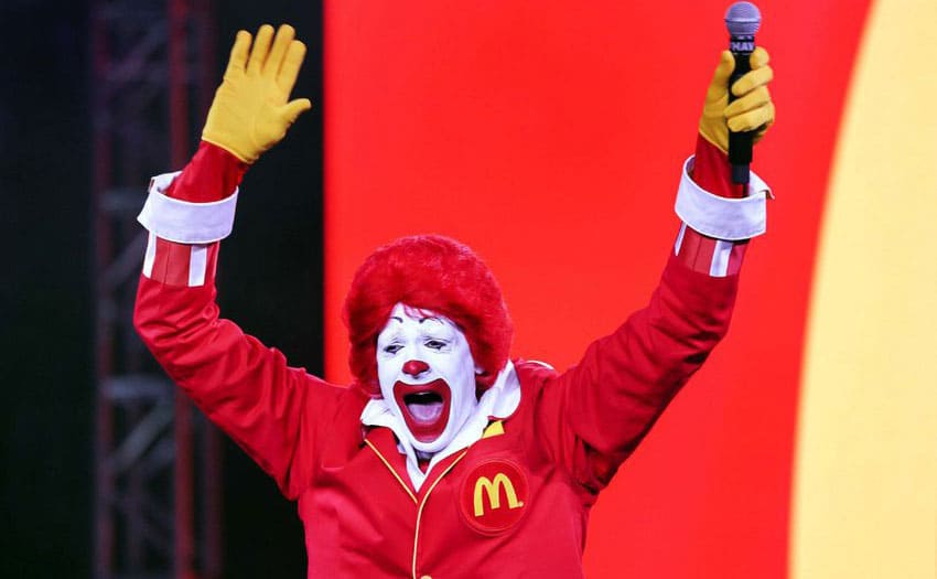 Ronald McDonald performing at a McDonald’s convention 