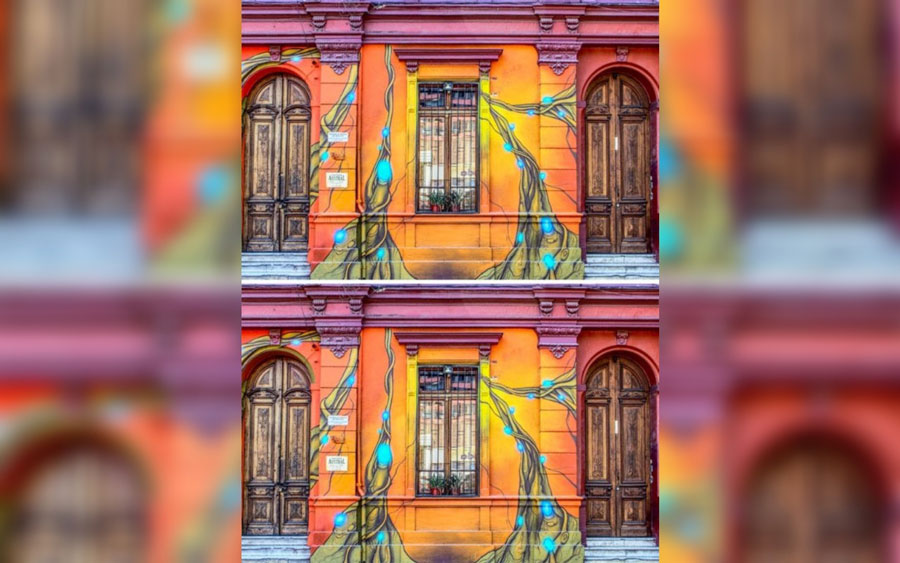 Street art decorating a building front