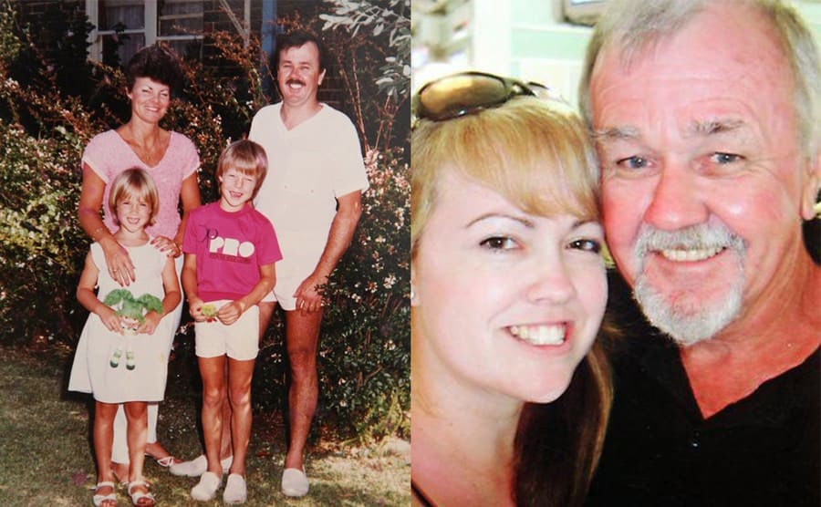Gabriel Nagy with his family next to Gabriel Nagy with his daughter after he grew up