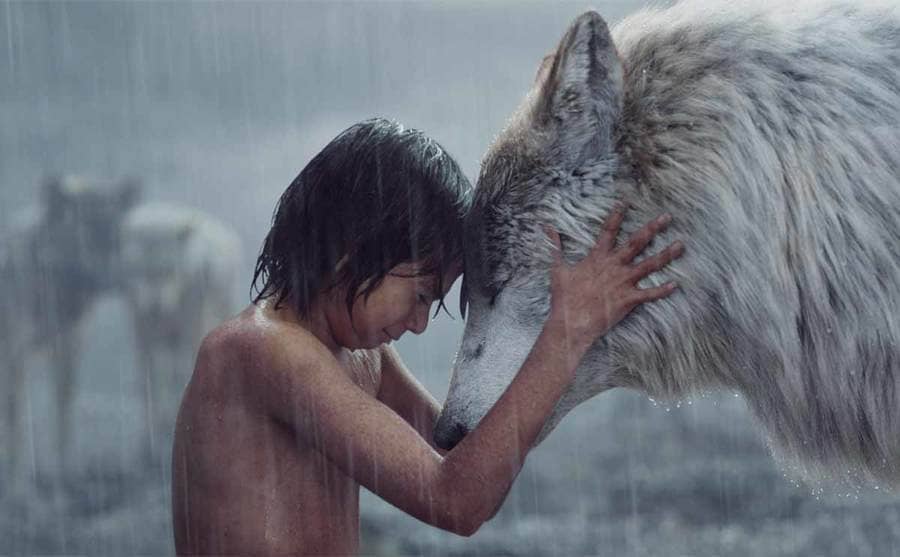 Neel Sethi and Lupita Nyong’O in a scene from The Jungle Book 