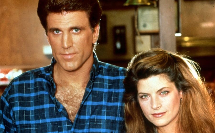Ted Danson and Kirstie Alley on the set of Cheers