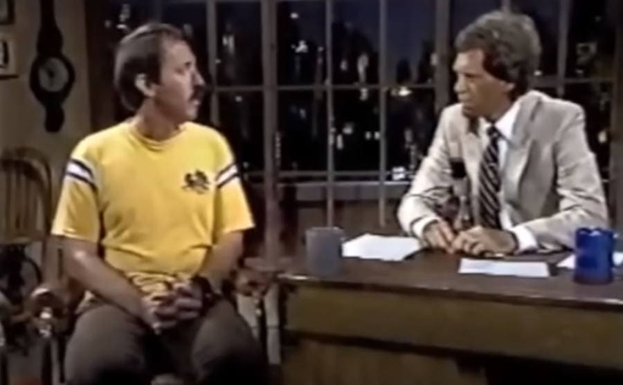 Larry being interviewed by David Letterman 