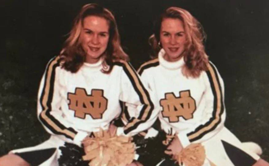 Alexandria and Anastasia Duval in their cheerleader uniforms 
