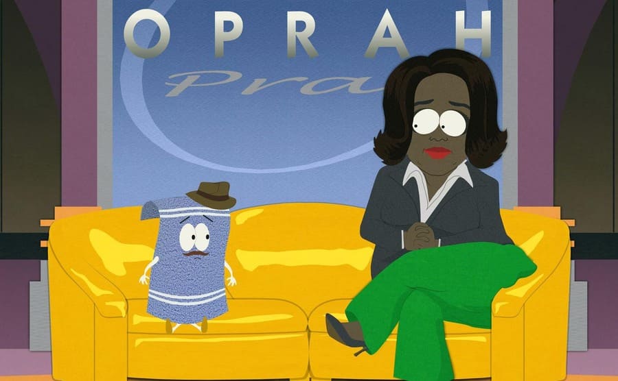 Oprah interviewing Towelie in the Million Little Fibers South Park episode