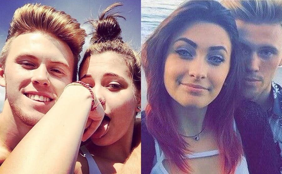 Chester Castellaw and Paris Jackson posing together / Paris Jackson and Chester Castellaw taking a selfie on the beach 