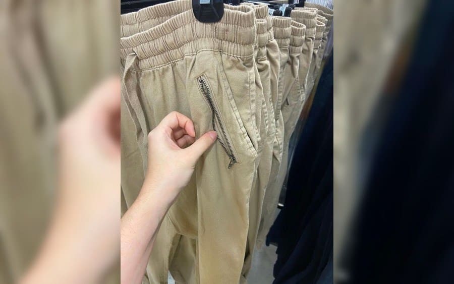 Pants with fake pockets
