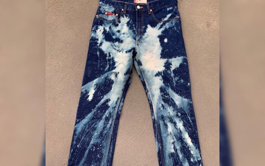Pants with stains all over them