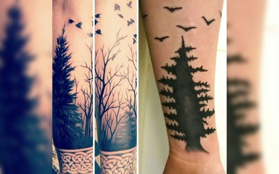 A tattoo of mysterious woods on a guy's arm 