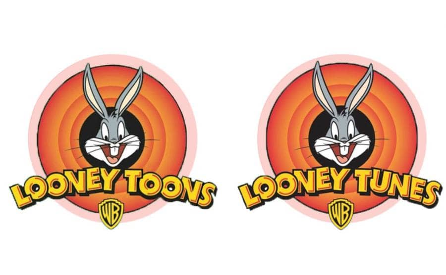 A picture of the Looney Tunes logo, one spelled t-o-o-n-s and the other spelled t-u-n-e-s