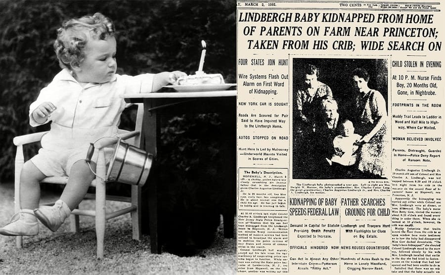 Charles Lindbergh Jr celebrating his birthday / A newspaper article on the kidnapping of the Lindbergh baby from 1932