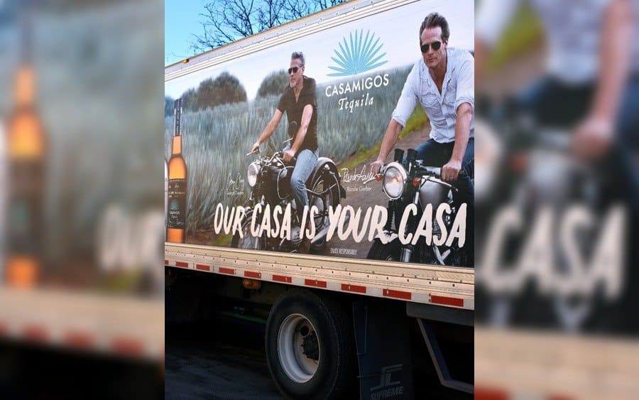 A truck and driver delivers Casamigos tequila in Santa Fe, New Mexico