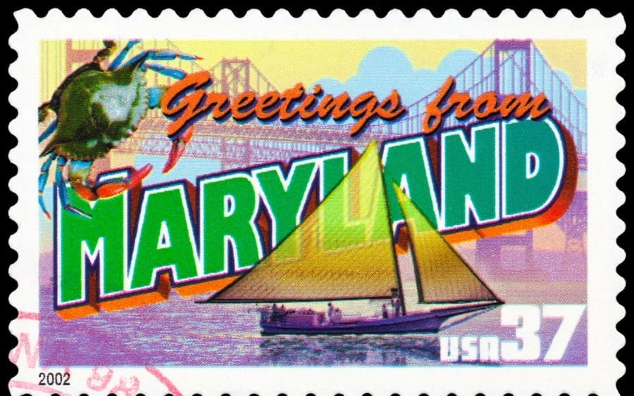 Stamp From The United States: Greeting From Maryland, USA