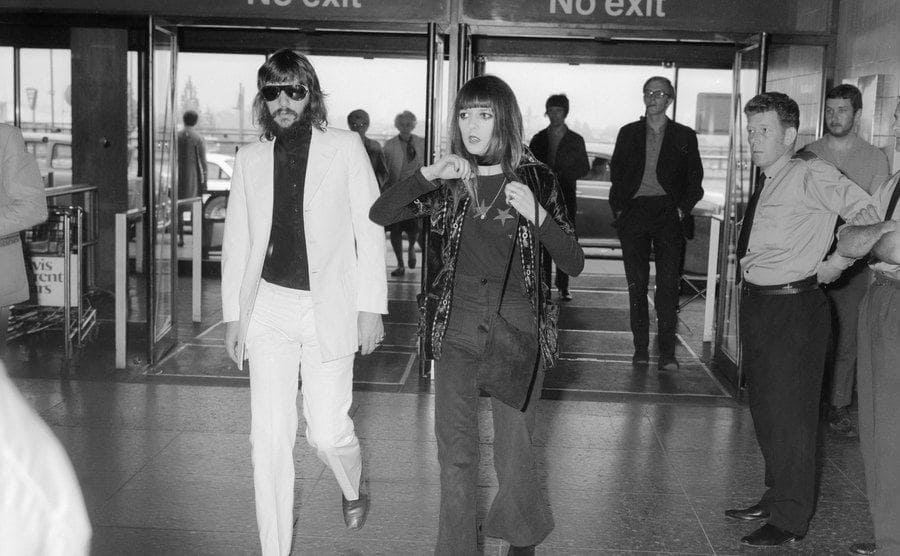 Ringo Starr and Maureen Cox arriving at the airport 