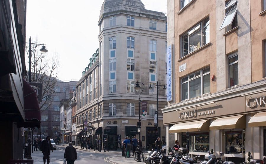 A street view of the location in central London where the Hatton Garden safe Deposit company is.