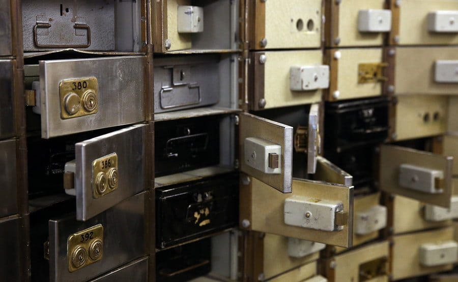 Smashed safe deposit boxes are pictured in the underground vault of the Hatton Garden Safe Deposit Company.