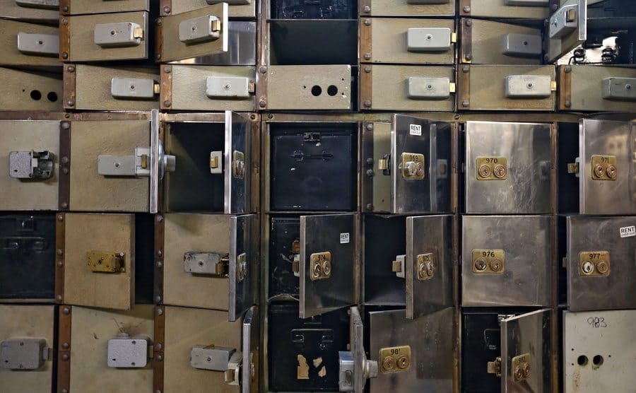 Smashed safe deposit boxes are pictured in the underground vault of the Hatton Garden Safe Deposit Company.