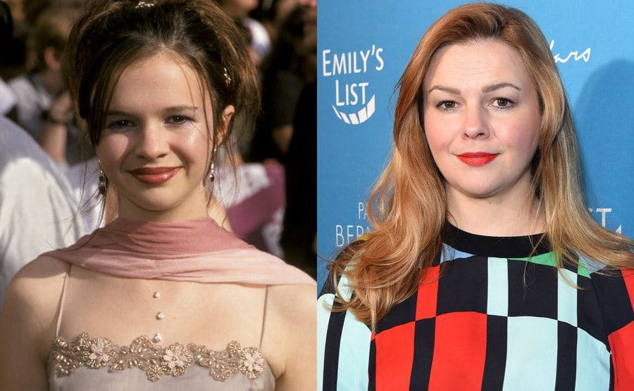 Amber Tamblyn on the red carpet in 1999 / Amber Tamblyn on the red carpet in 2020