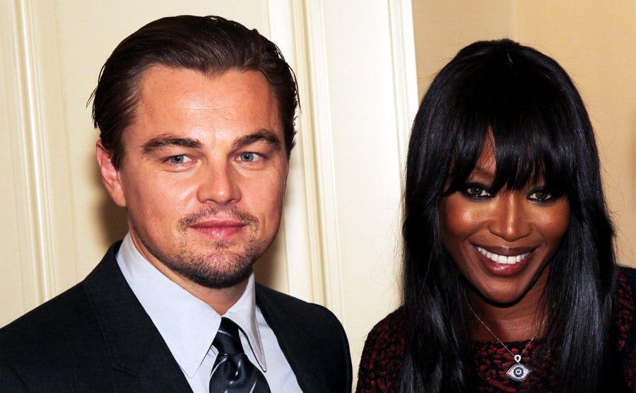 Leonardo DiCaprio and model Naomi Campbell pose as they attend the International Tiger Conservation Forum on November, 23. 2010.