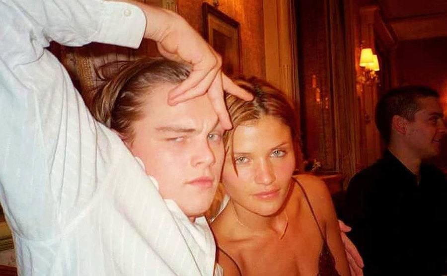 Leonardo DeCaprio and Helena Christensen out at a bar in 1997.