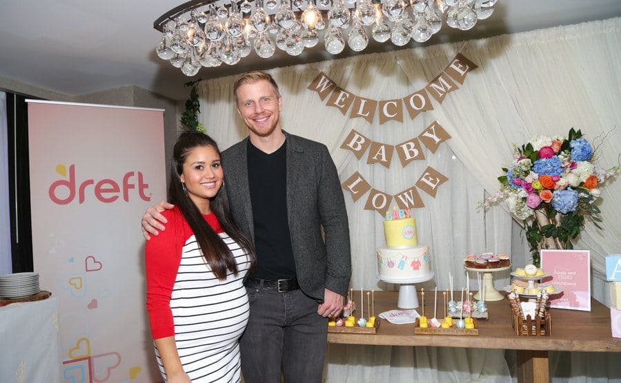 Catherine and Sean Lowe posing at their baby shower 