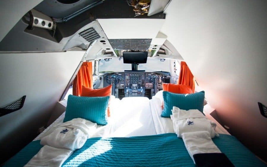 Beds in a plane cockpit