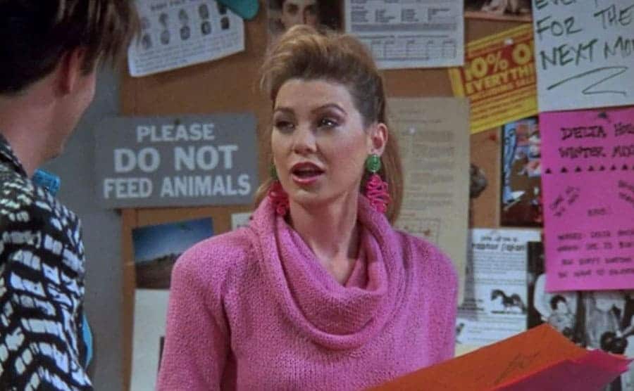 Ellen Pompeo with a ‘90s hair-do in a scene from Friends 