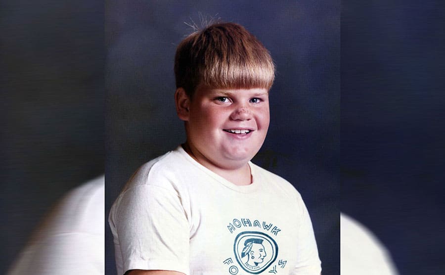 Chris Farley in a middle school yearbook photograph 