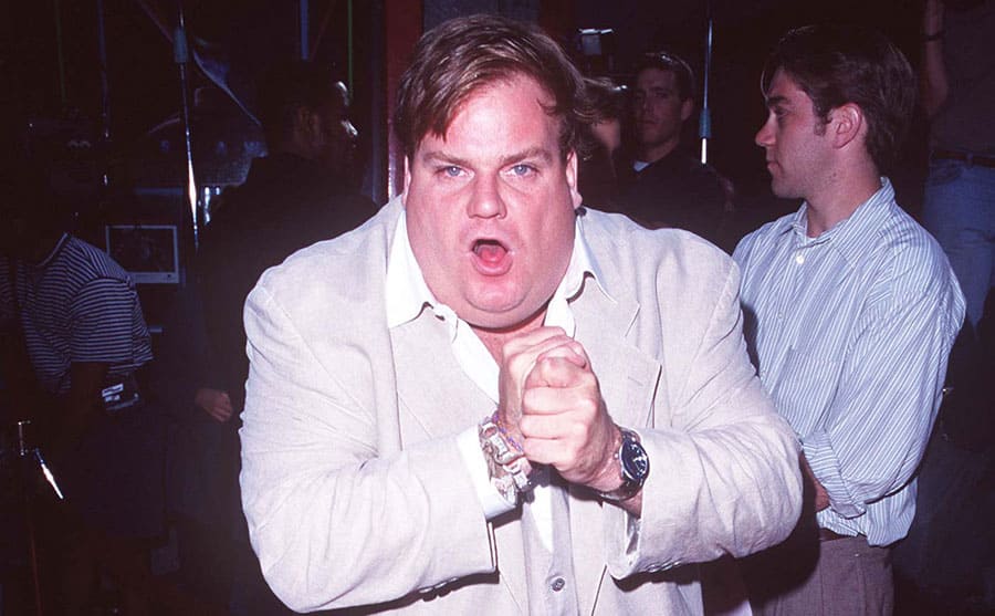 Chris Farley on the red carpet 