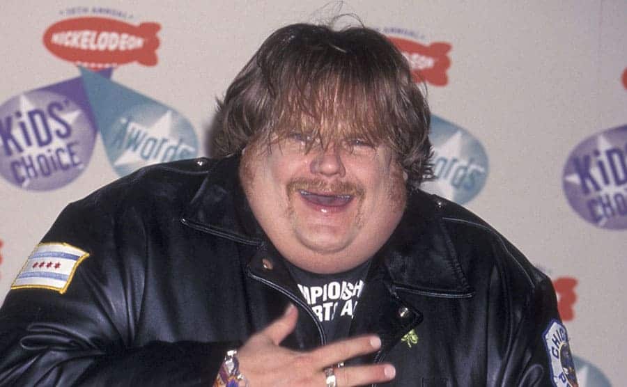 Chris Farley on the red carpet 