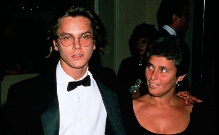 River Phoenix with his mother, Arlyn, at a black-tie event.
