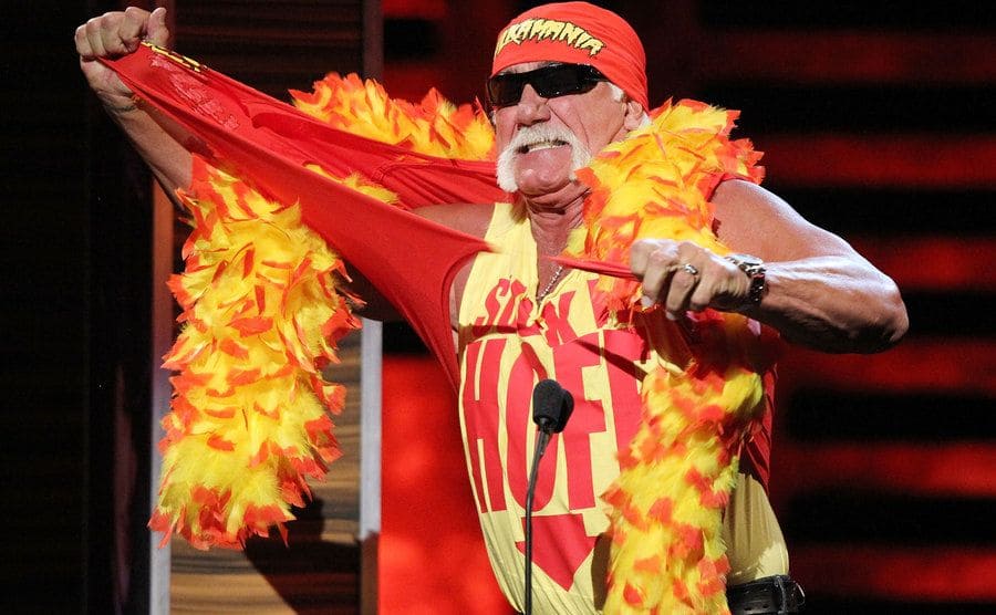 Hulk Hogan ripping his shirt off 