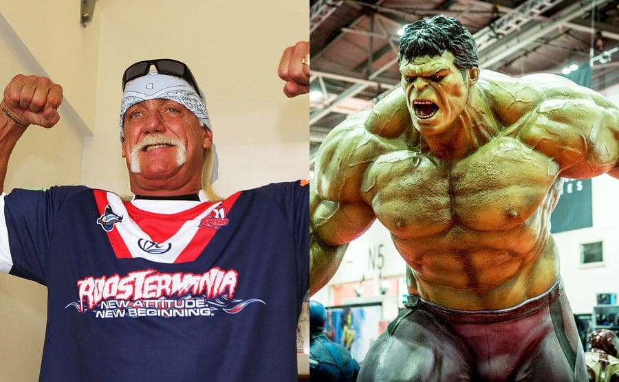 Hulk Hogan flexing / The Hulk looking angry 