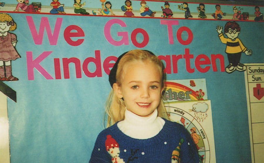 JonBenet Ramsey on her first day of kindergarten.