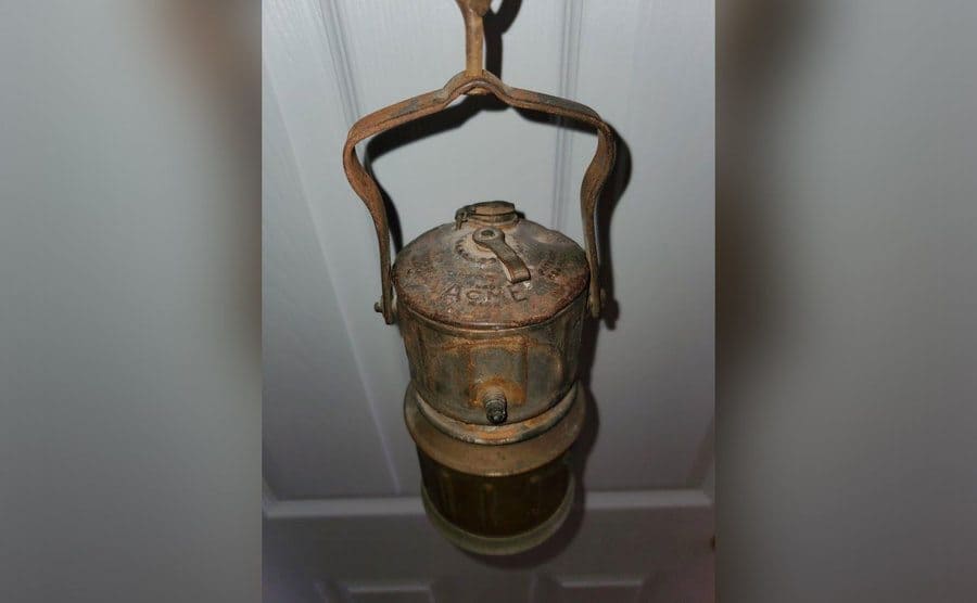 An old rusty lantern. 