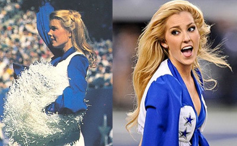 Judy Trammell in her days as a Dallas Cowboys cheerleader / Cassie Trammell as a Dallas Cowboys cheerleader. 