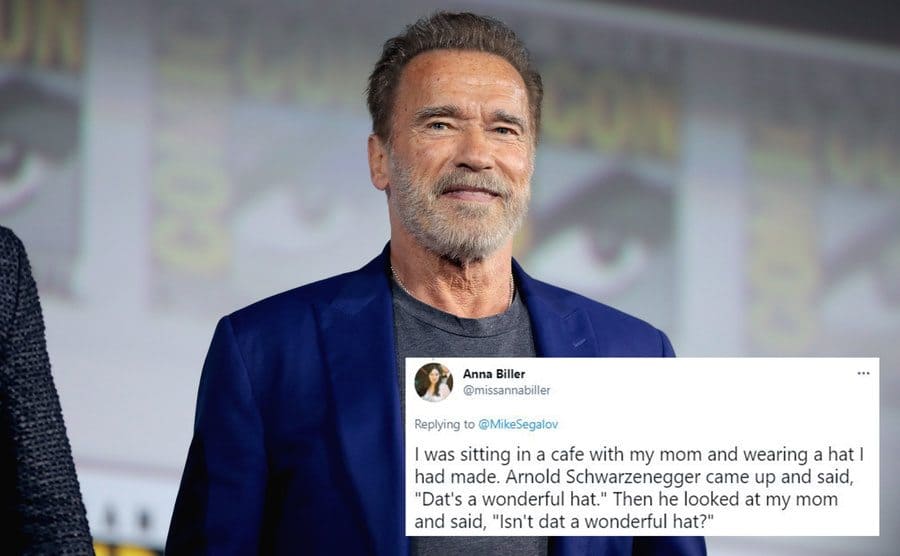 Arnold Schwarzenegger on the red carpet / A tweet about Arnold 