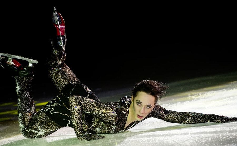 Johnny Weir on the ice during a performance 