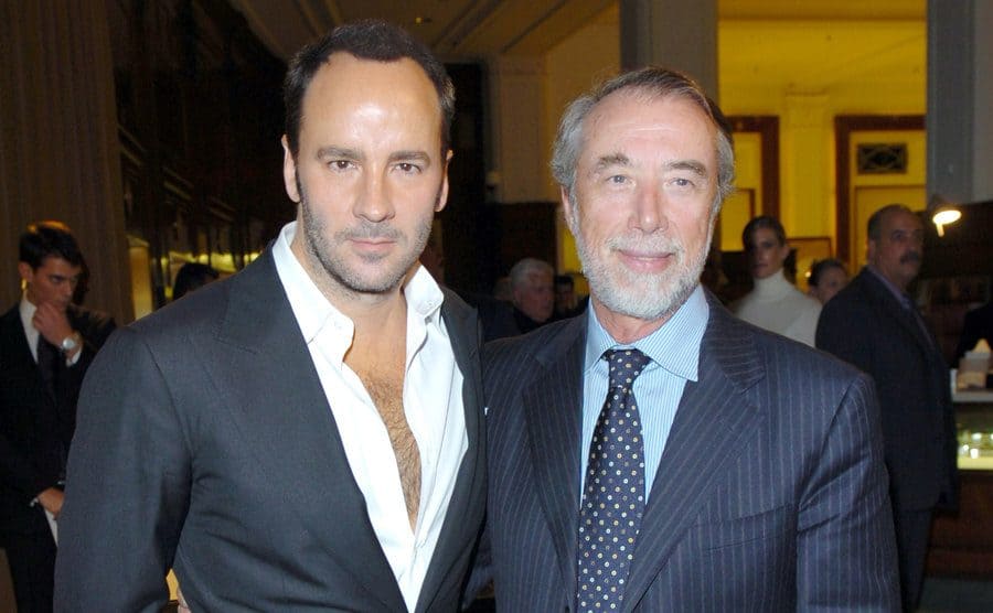 Tom Ford and Domenico DeSole during Tom Ford Estee Lauder SAKS Launch.