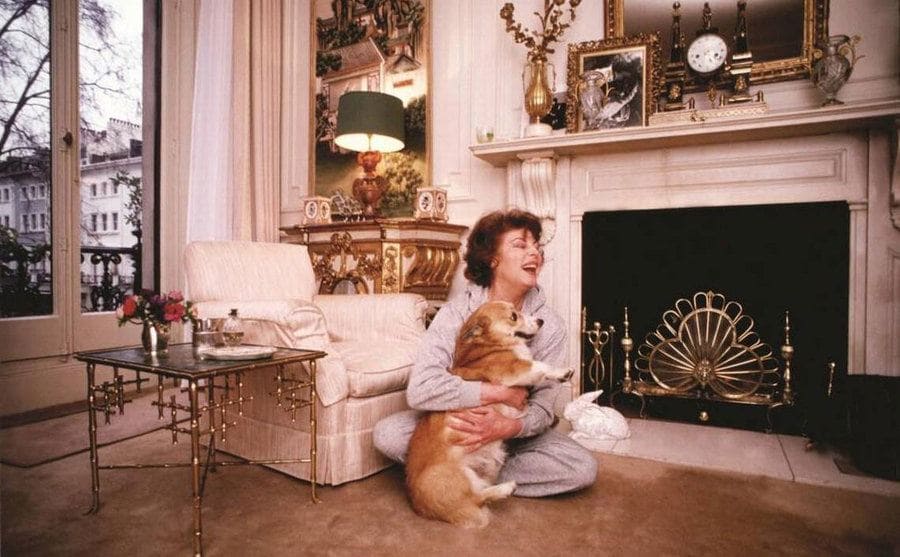Ava Gardner at home with her dog 