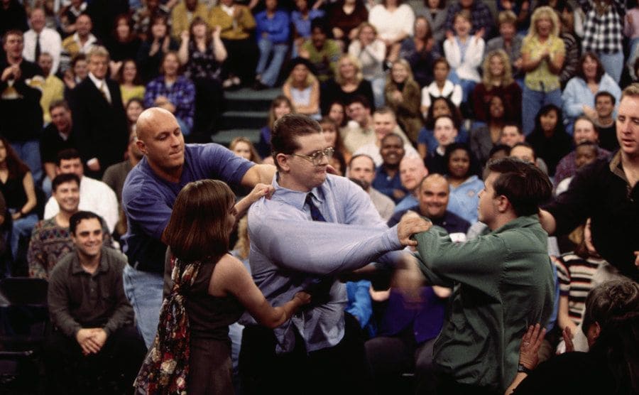 A fight has broken out on the stage of The Jerry Springer Show 