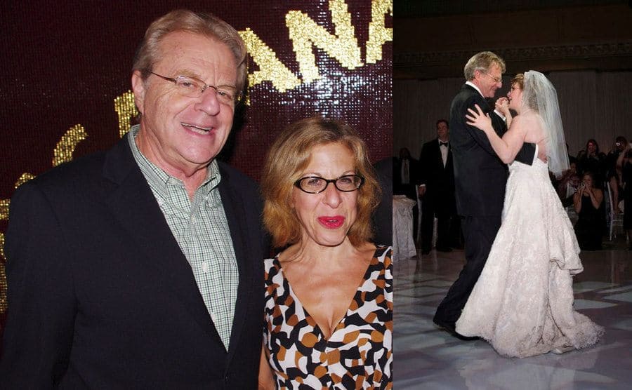 Jerry Springer dancing with his daughter at her wedding / Jerry Springer and his daughter together at an event 