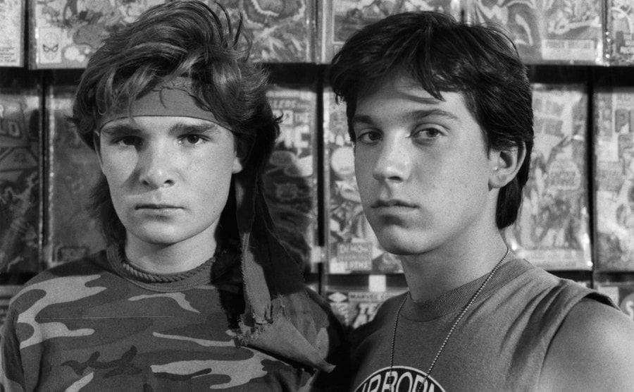 Corey Feldman and Jamison Newlander in a scene from the film 'The Lost Boys', 1987.