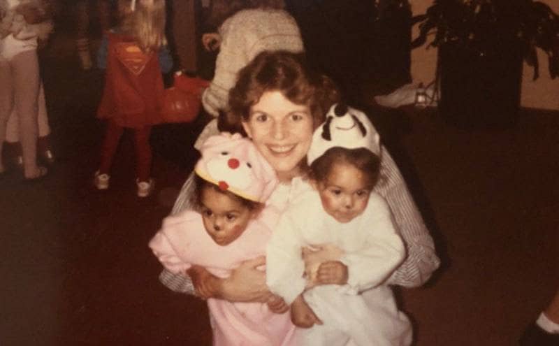 The Bella Twins as little girls with their mother on Halloween. 